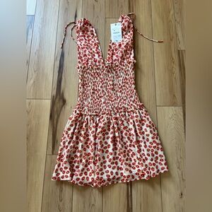 NWT Zara cream mini dress with poppy flowers 🌺 size small